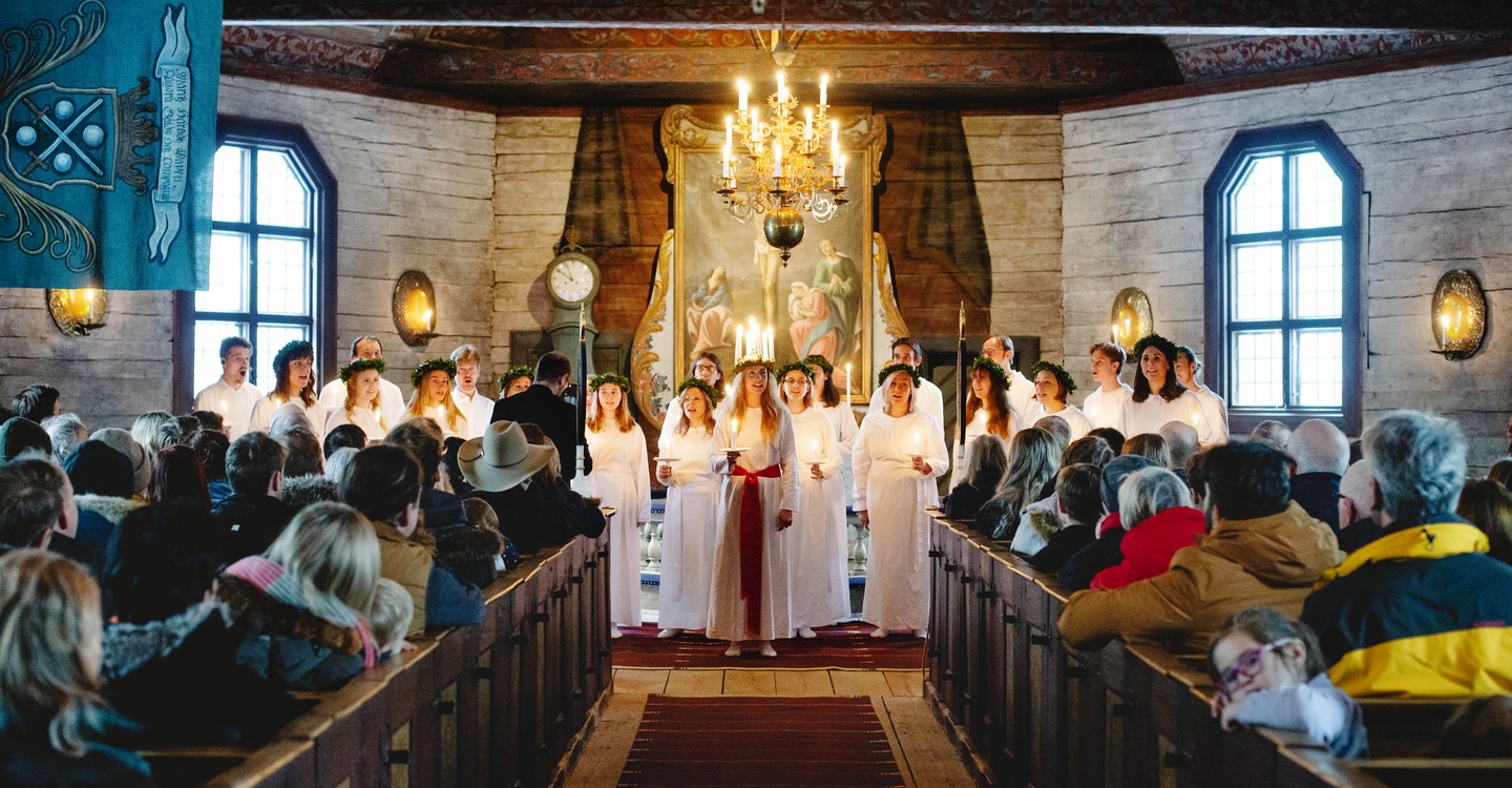 Lucia concert i Seglora Church at Skansen