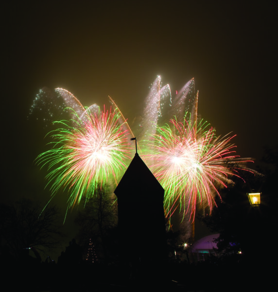 View of firework over Stockholm from Skansen on New Year's Eve